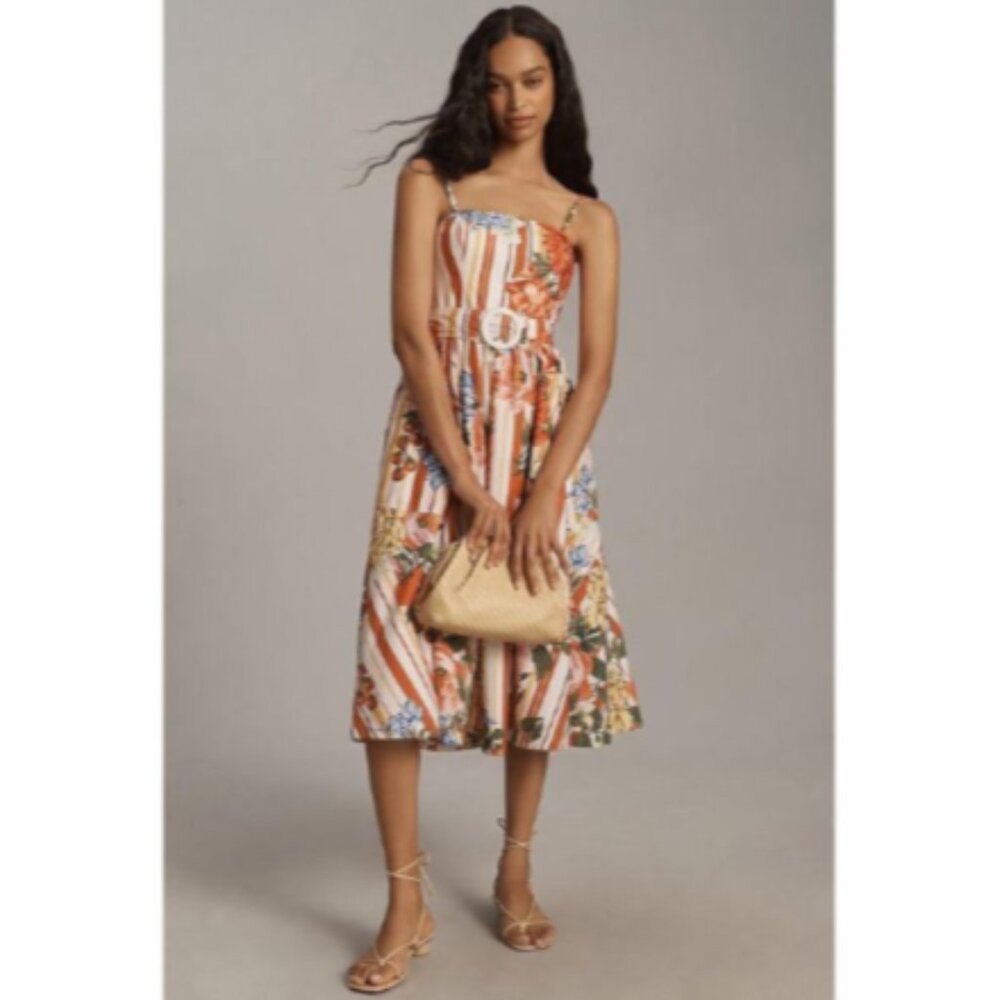Brand New Maeve Strapless Belted A-Line Midi Dress